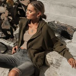 SINA Tania Utility Jacket In Olive Outerwear