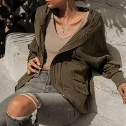 SINA Tania Utility Jacket In Olive Outerwear