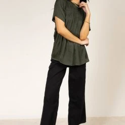 FUN 2 FUN Anne Blouse In Hunter Green New Arrivals