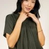 FUN 2 FUN Anne Blouse In Hunter Green New Arrivals