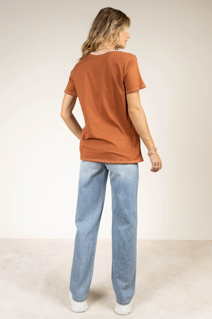 Tres Bien Owen Color Block Tee In Rust 5 Tres Bien Owen Color Block Tee In Rust