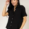 FUN 2 FUN Piper Button Down Top In Black New Arrivals