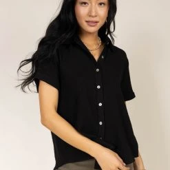 FUN 2 FUN Piper Button Down Top In Black New Arrivals 8 FUN 2 FUN Piper Button Down Top In Black New Arrivals