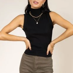 DYNAMIC FASHION Bella Ribbed Tank In Black New Arrivals