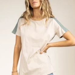 Tres Bien New Arrivals Owen Color Block Tee In Jade