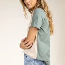 Tres Bien New Arrivals Owen Color Block Tee In Jade
