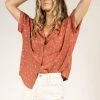 FUN 2 FUN New Arrivals Melanie Button Down Top In Rust