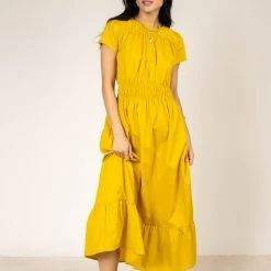 SINA Averie Tiered Dress In Chartreuse New Arrivals