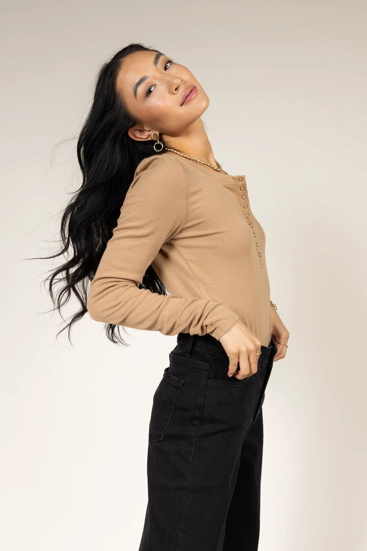 WORUI Ivanna Henley Top In Camel 3 WORUI Ivanna Henley Top In Camel