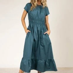 SINA Averie Tiered Dress In Teal