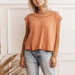 FINAL TOUCH COLLECTION Walker Tee In Coral Back In Stock