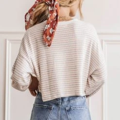 GINGER G Long Sleeve Othello Striped Crop Top - FINAL SALE