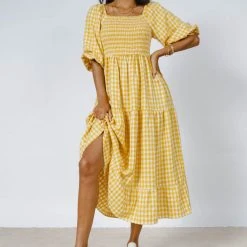 WELLMADE INC New Arrivals Elliot Gingham Dress