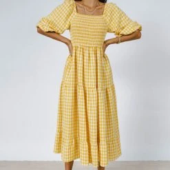 WELLMADE INC New Arrivals Elliot Gingham Dress