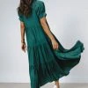 Fore Collection PREORDER - Amanda Tiered Dress In Hunter Green
