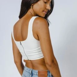 EDIT BY NINE New Arrivals Jan Cropped Tank In White 12 EDIT BY NINE New Arrivals Jan Cropped Tank In White