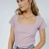 WISHLIST Taelyn Ribbed Top In Mauve 2 WISHLIST Taelyn Ribbed Top In Mauve