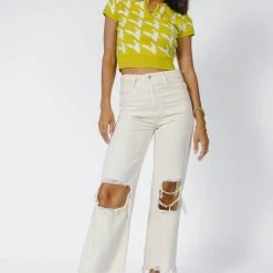 BLANC New Arrivals Shae Cropped Top In Lime