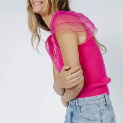 Flying Tomato Jaylin Blouse In Fuchsia New Arrivals