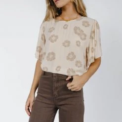 LAKE FLOWER FASHION New Arrivals Thalia Blouse In Oatmeal