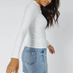 LIME N CHILI New Arrivals Arden Ribbed Top In White