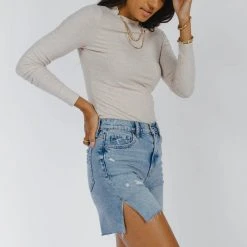 LIME N CHILI Arden Ribbed Top In Oatmeal