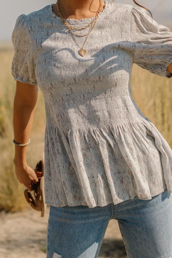 TEA N ROSE Short Sleeve Arya Peplum Top - FINAL SALE 5 TEA N ROSE Short Sleeve Arya Peplum Top - FINAL SALE