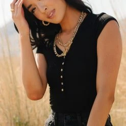 DRESS FORUM Bohme Essentials Ribbed Cap Sleeve Bodysuit In Black