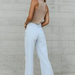 SINA Asymmetrical Mock Neck Tank In Tan