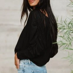 SINA Trista Ruched Sleeve Top - FINAL SALE