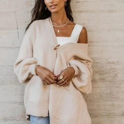 DREAMERS BY DEBUT Jorgie Cardigan In Natural - FINAL SALE Outerwear