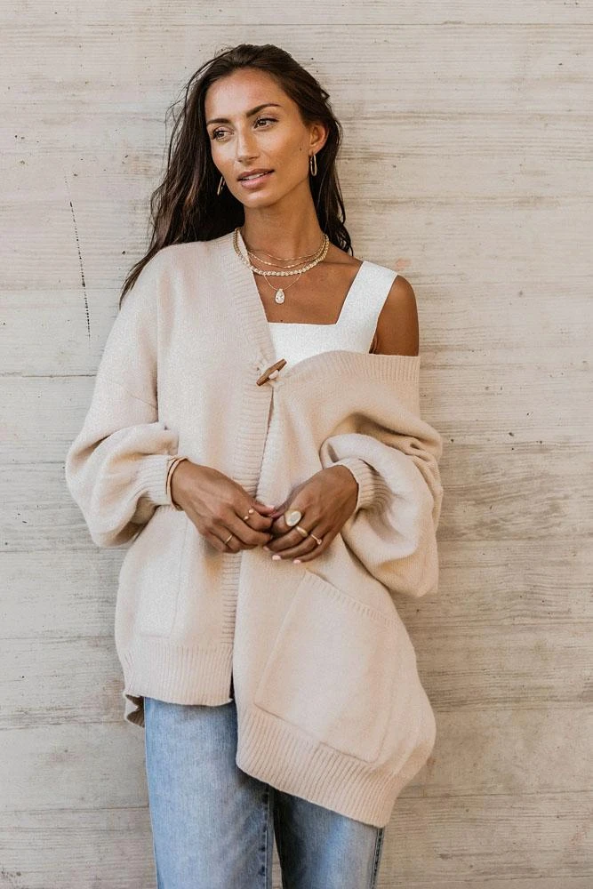 DREAMERS BY DEBUT Jorgie Cardigan In Natural - FINAL SALE Outerwear 3 DREAMERS BY DEBUT Jorgie Cardigan In Natural - FINAL SALE Outerwear