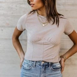 GINGER G Fossette Ruched Top Tops