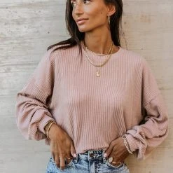 Tres Bien Shirts & Blouses Albie Ribbed Top In Blue