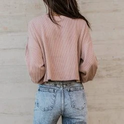 Tres Bien Albie Ribbed Top In Mauve