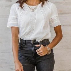 CONCEPT CLOTHING Adara Lace Detail Top In Ivory - FINAL SALE