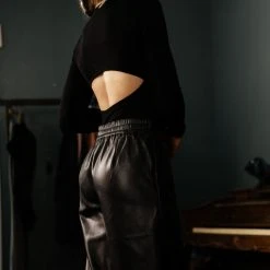 AARON & AMBER Marion Cropped Culottes In Beige Work Edit