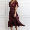 WORUI Willa Ruffle Dress In Burgundy Top Sellers