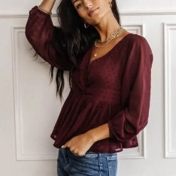 MAIZE Tops Yvette Peplum Blouse In Blue 21 MAIZE Tops Yvette Peplum Blouse In Blue