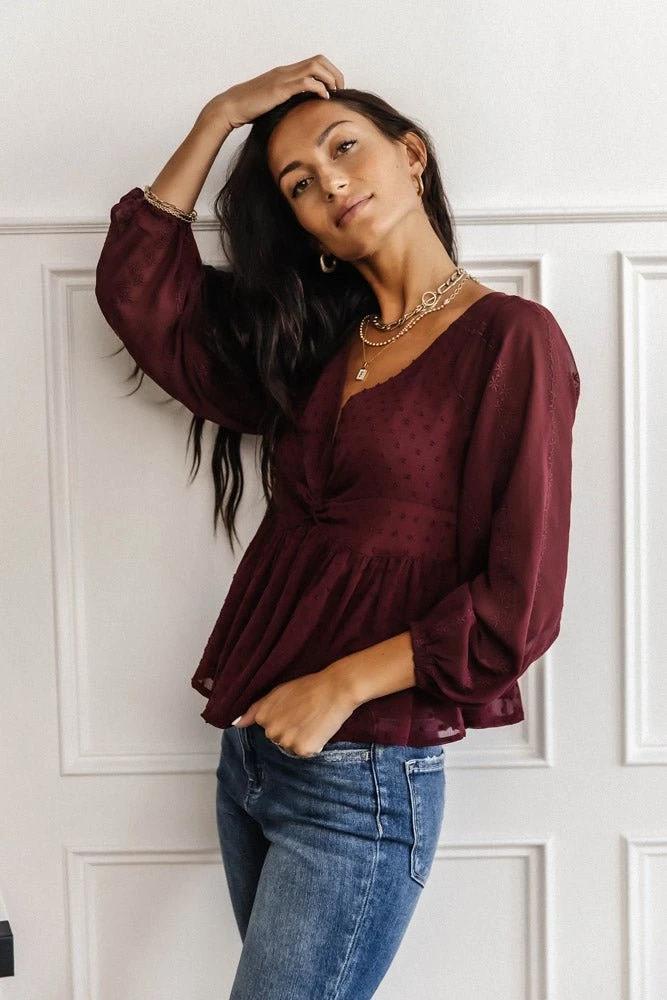 MAIZE Tops Yvette Peplum Blouse In Blue 12 MAIZE Tops Yvette Peplum Blouse In Blue