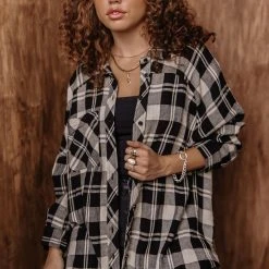 DRESS FORUM Russet Plaid Shacket
