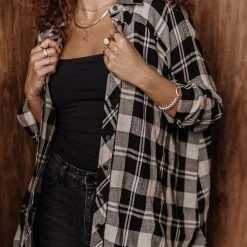 DRESS FORUM Russet Plaid Shacket