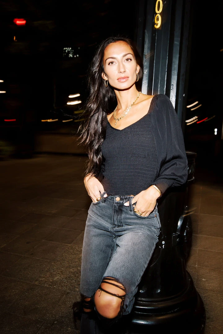 FUN 2 FUN Stefan Smocked Blouse In Black 9 FUN 2 FUN Stefan Smocked Blouse In Black