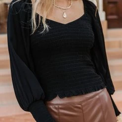 FUN 2 FUN Shirts & Blouses Stefan Smocked Blouse In Ivory