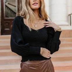 FUN 2 FUN Shirts & Blouses Stefan Smocked Blouse In Ivory