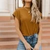 SINA Greta Muscle Tee In Camel