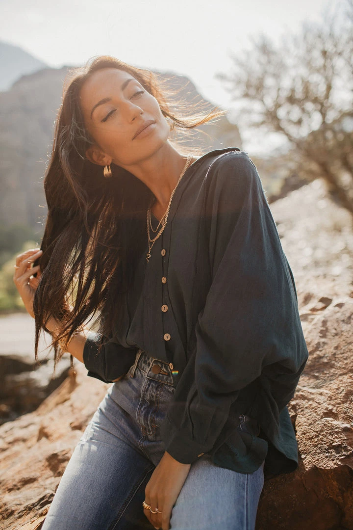 LISTICLE Tops Rosealie Oversized Shirt In Teal 3 LISTICLE Tops Rosealie Oversized Shirt In Teal