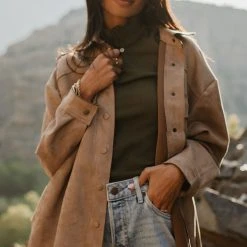 VEVERET Outerwear Faux Suede Shacket - FINAL SALE