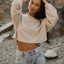 Tres Bien Albie Ribbed Top In Mauve