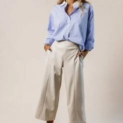 AARON & AMBER Marion Cropped Culottes In Beige Work Edit